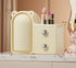 Milky white Rotating Desktop Cosmetic Organizer  High-End Dustproof Wall-Mounted Storage Box with Drawer for Vanity, Makeup and Toiletries