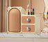 Brown Rotating Desktop Cosmetic Organizer  High-End Dustproof Wall-Mounted Storage Box with Drawer for Vanity, Makeup and Toiletries