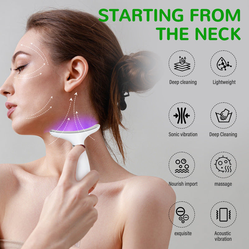 7-Color LED Neck Massager with Heat Therapy, 7 Modes, USB Rechargeable Neck Beauty Device