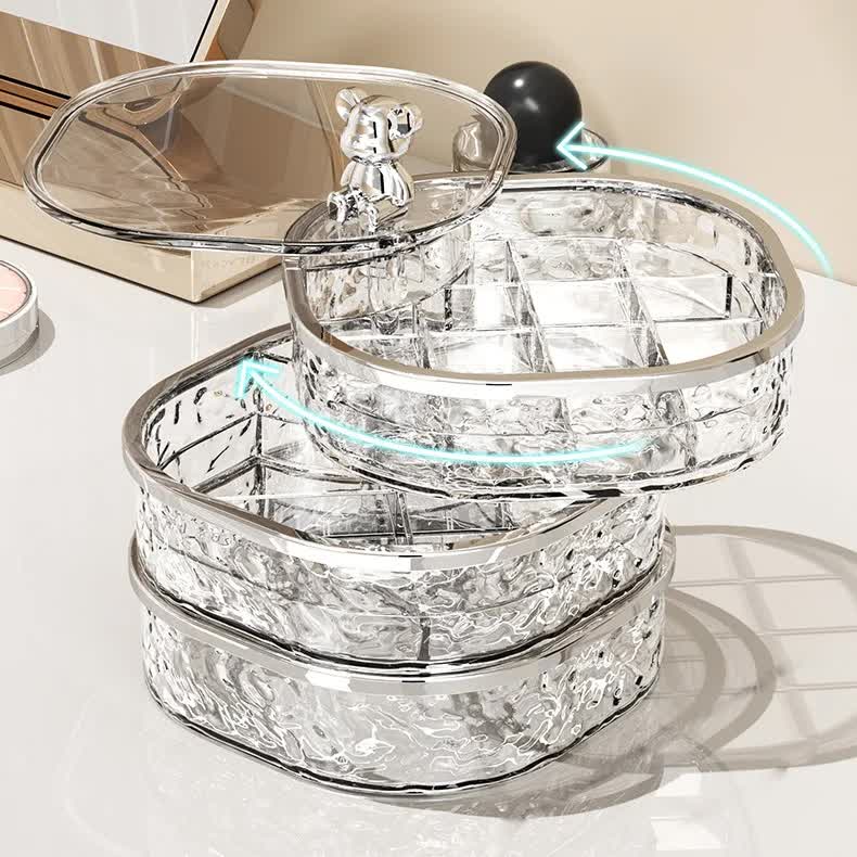 Transparent Three-Layer Rotatable Jewelry Organizer Box â€“ Stylish and Anti-Oxidation Storage for Earrings, Necklaces, and Rings