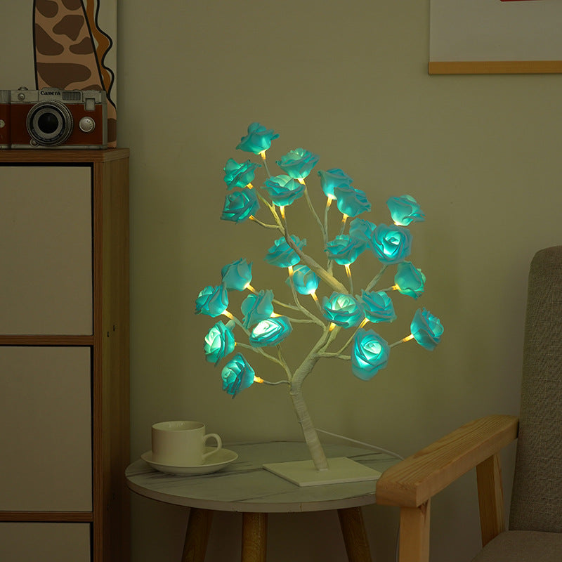 LED Rose Flower Tree Light with Detachable Base and USB Switch â€“ Decorative Night Light for Home DÃ©cor