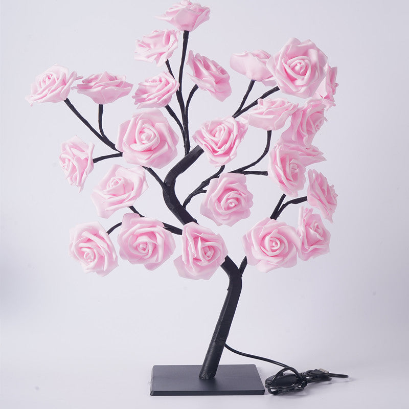 LED Rose Flower Tree Light with Detachable Base and USB Switch â€“ Decorative Night Light for Home DÃ©cor