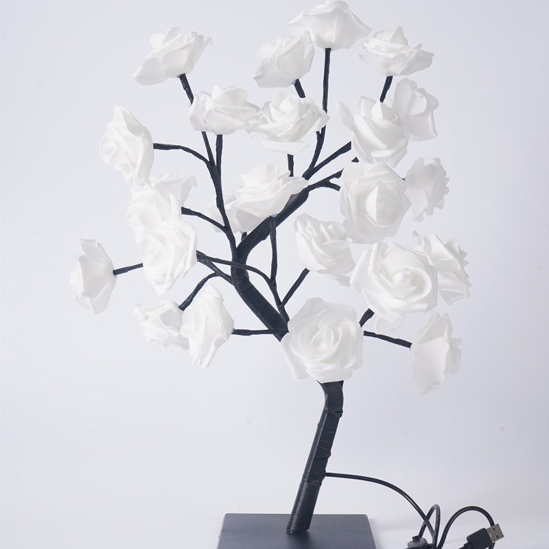 LED Rose Flower Tree Light with Detachable Base and USB Switch â€“ Decorative Night Light for Home DÃ©cor