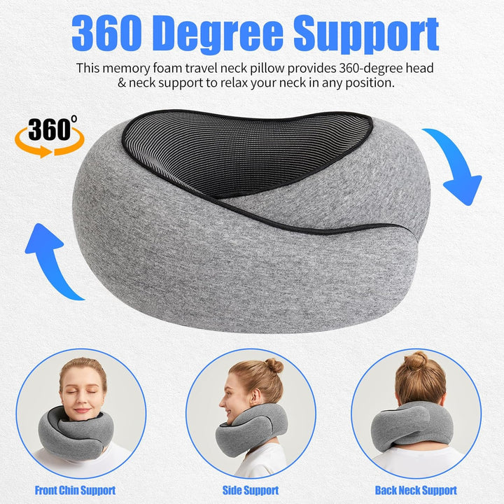 Black Velcro Tape Memory Foam U-Shaped Neck Pillow  Snail Travel Cushion for Airplane, Office Nap, and Travel  Adjustable with Magnetic Therapy Cloth