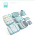 Light Blue 8-Piece Travel Organizer Set  Packing Bags for Clothes, Shoes, Underwear, and Toiletries with Drawstring and Zip Pouches