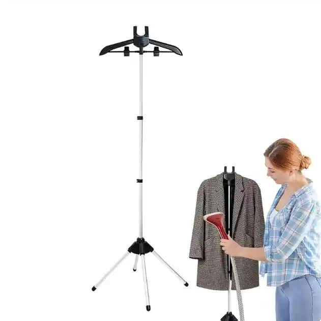 Black Adjustable Foldable Garment Steamer Stand â€“ Independent Support for Home Use