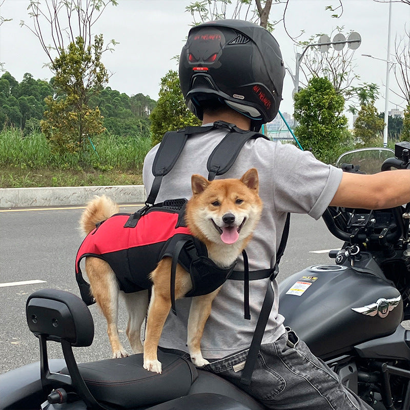 M Red Multifunctional Pet Backpack with Adjustable Straps, Outdoor Assist Walking Harness Carrier for Dogs And Cycling Dog Backpack