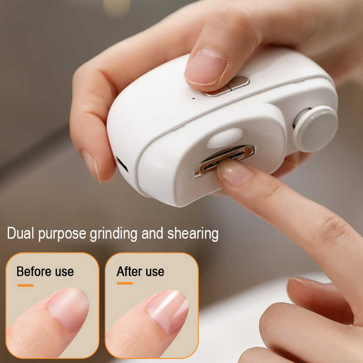 White Automatic Electric Nail Clipper & Grinder â€“ Multi-Functional Safe Nail Trimmer for Adults & Kids