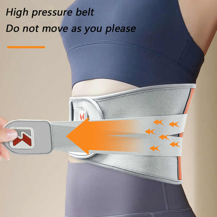 Grey And Orange Wireless Heated Waist Massager with Lumbar Support  Smart Back Pain Relief Device