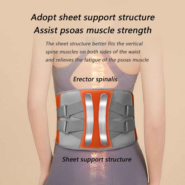 Grey And Orange Wireless Heated Waist Massager with Lumbar Support  Smart Back Pain Relief Device