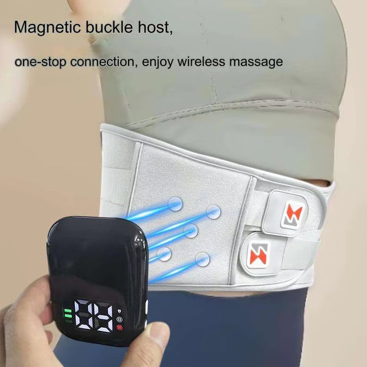 Grey And Orange Wireless Heated Waist Massager with Lumbar Support  Smart Back Pain Relief Device