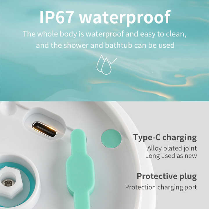 White Electric Bath Brush & Multi-Functional Massager  Long Handle Waterproof Body Cleansing Tool