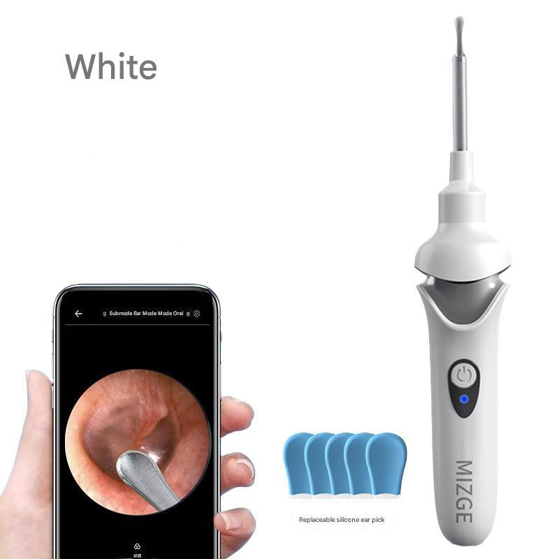 White Rechargeable Visual Electric Ear Cleaner with LED Light â€“ Safe and Effective Ear Wax Removal Tool for Adults and Children