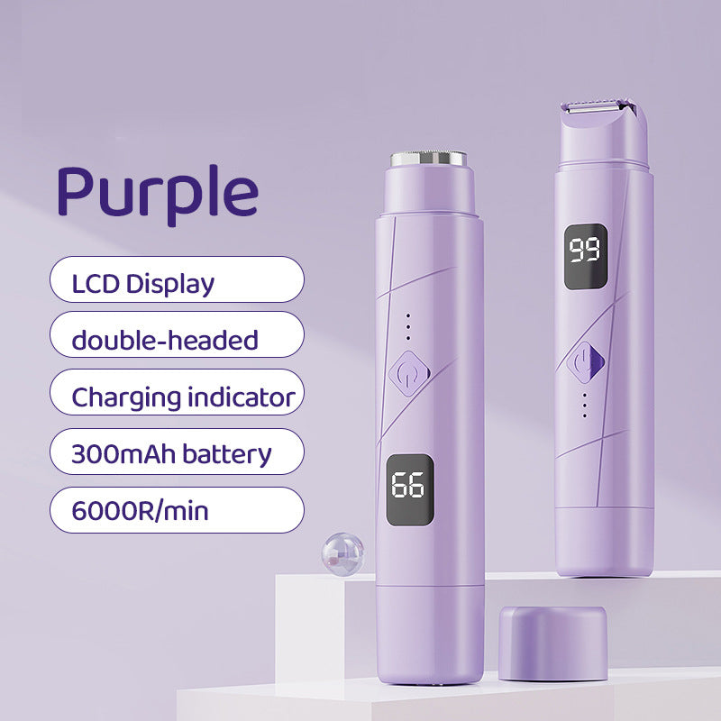 Purple Portable Wireless Electric Hair Remover  Dual-Head Rechargeable Mini Shaver for Womenâ€™s Sensitive Areas