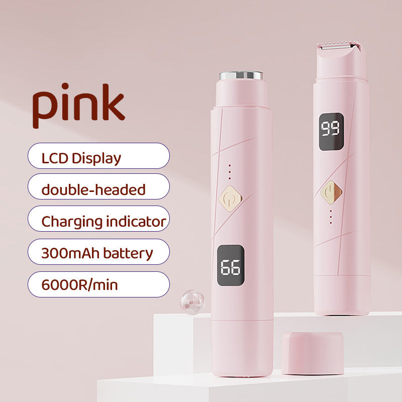 Pink Portable Wireless Electric Hair Remover  Dual-Head Rechargeable Mini Shaver for Womenâ€™s Sensitive Areas