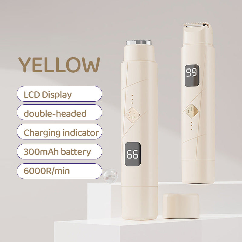 Light Yellow Portable Wireless Electric Hair Remover  Dual-Head Rechargeable Mini Shaver for Womenâ€™s Sensitive Areas