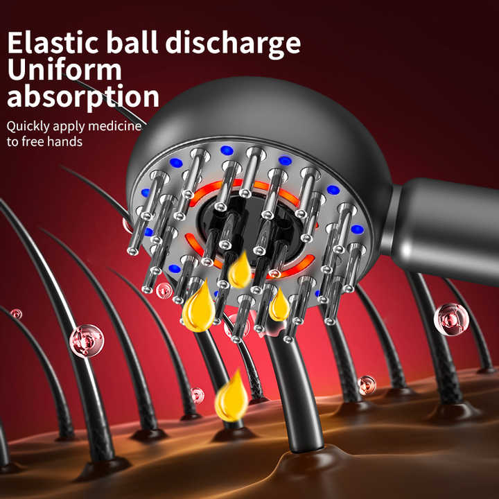 Grey Intelligent Scalp Massager Brush with Red Light Therapy  Hair Care, Volumizing, and Essence Applicator