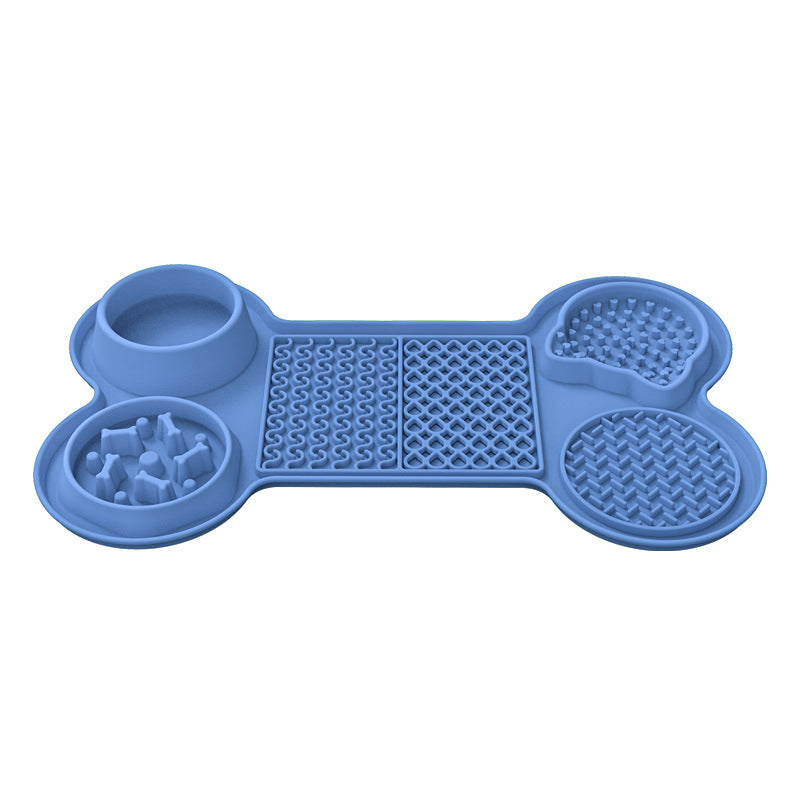 Blue Silicone Pet Licking Mat Slow Feeder Pad with Strong Suction and Foldable Design, Heat Resistant -40Â°C to 240Â°C, for Dogs and Cats