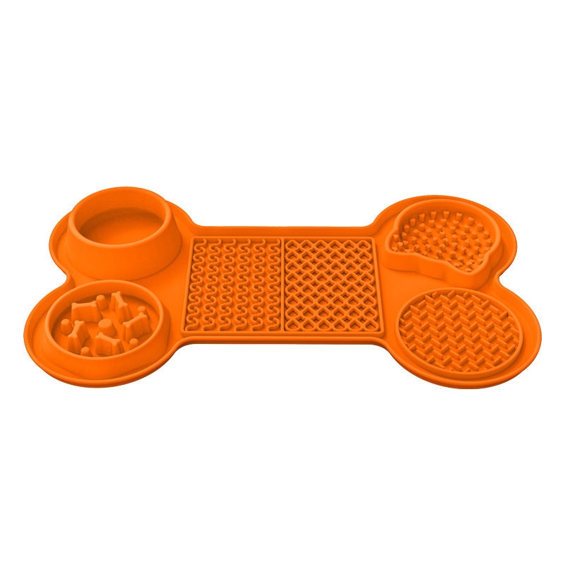 Orange Silicone Pet Licking Mat Slow Feeder Pad with Strong Suction and Foldable Design, Heat Resistant -40Â°C to 240Â°C, for Dogs and Cats