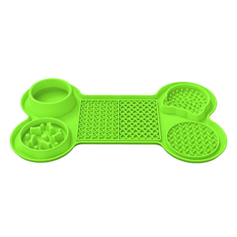 Green Silicone Pet Licking Mat Slow Feeder Pad with Strong Suction and Foldable Design, Heat Resistant -40Â°C to 240Â°C, for Dogs and Cats