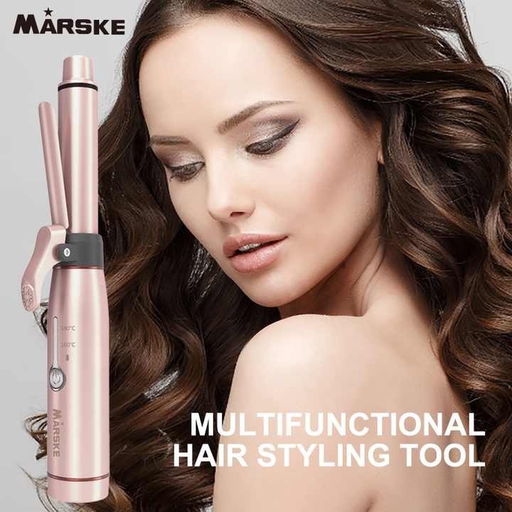 Portable Cordless Hair Curler and Straightener | Wireless Rechargeable Curling Iron | 2 Adjustable Temperature Settings | Compact & Travel-Friendly