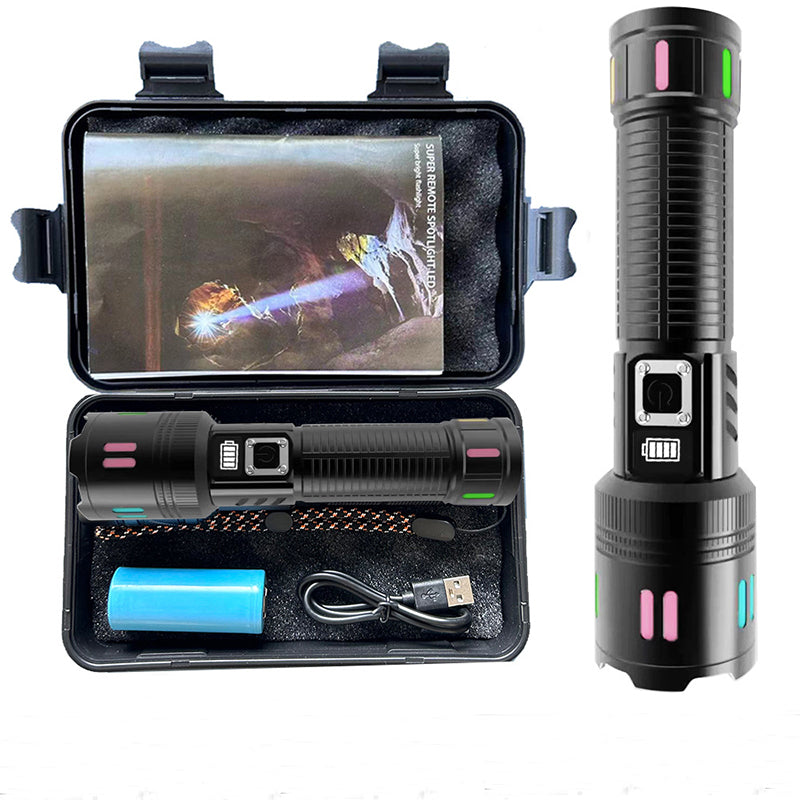 Gift Box Rechargeable High-Power Emergency Flashlight - Super Bright Portable Outdoor Patrol Torch with Digital Display