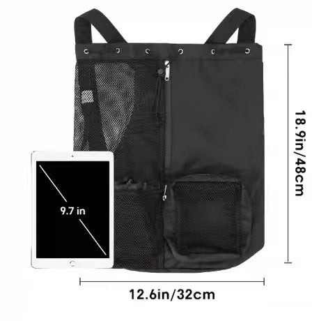 Black Mesh Drawstring Swim Backpack with Wet Pocket  Lightweight Beach, Gym, Outdoor Sports Bag  245g