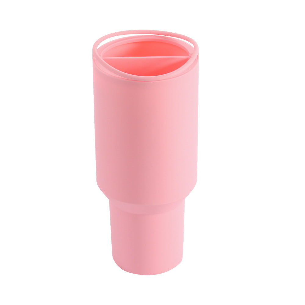 Pink 40oz Silicone Dual-Chamber Cup Separator - Food-Grade Drink Divider, Cold Drink Mug with Separate Compartments, BPA-Free Silicone Liner for Beverages, Juice, Coffee, and Tea