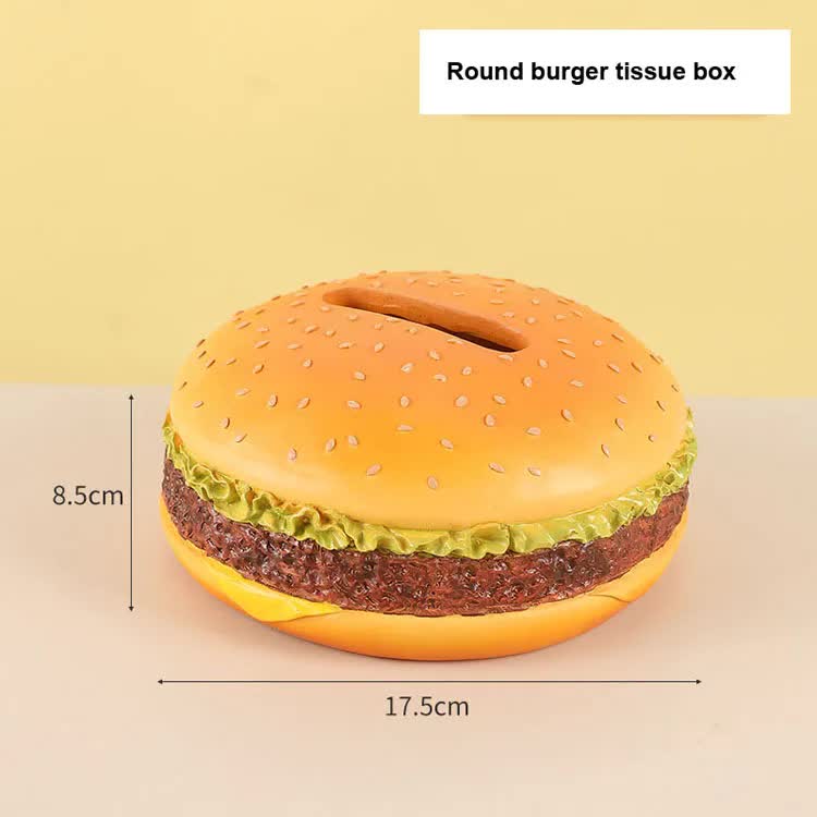 Round Creative Burger Tissue Box â€“ Fun American-Style Cartoon Paper Towel Holder for Home DÃ©cor and Gifts