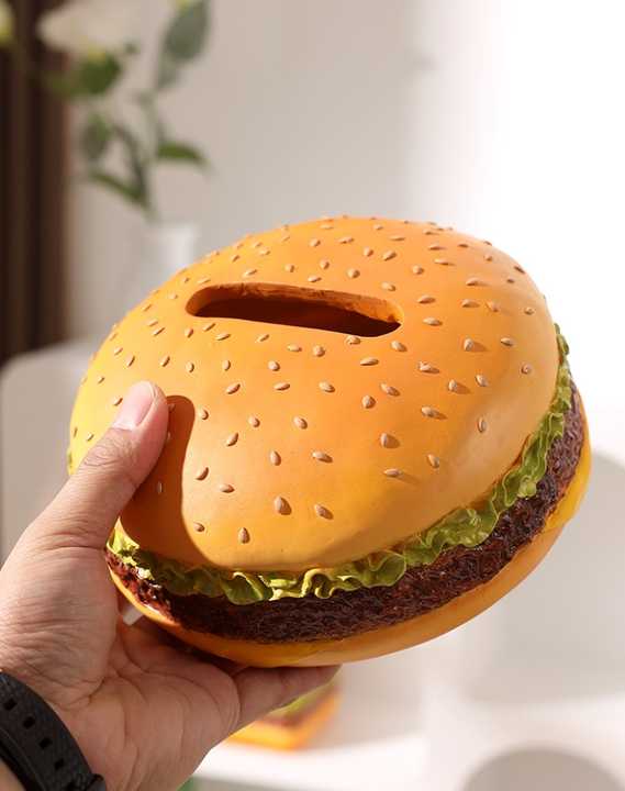 Round Creative Burger Tissue Box â€“ Fun American-Style Cartoon Paper Towel Holder for Home DÃ©cor and Gifts