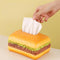 Square Creative Burger Tissue Box - Fun American-Style Cartoon Paper Towel Holder for Home DÃ©cor and Gifts