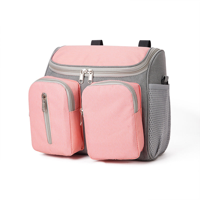 Pink Portable Baby Stroller Organizer Bag - Multi-Purpose Diaper Storage Bag for Moms, Lightweight and Travel-Friendly