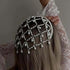 Silver Bohemian Pearl Net Headband â€“ Vintage Mesh Hair Accessory for Women | Elegant Faux Pearl Bridal Hairpiece