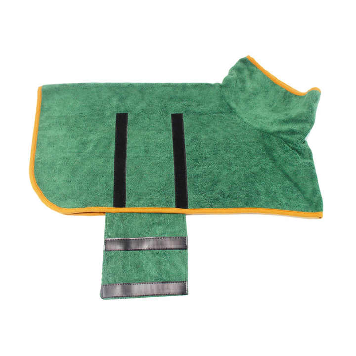 S Green Pet Dog Quick-Dry Bathrobe â€“ Absorbent Towel Robe for Medium and Large Dogs