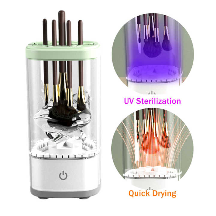White Electric Makeup Brush Cleaner and Dryer  USB Automatic Household Cleaning Device with UV Sterilization and Fast Drying Function