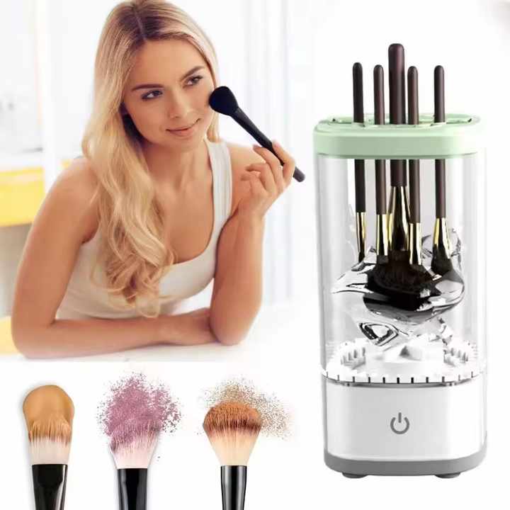 White Electric Makeup Brush Cleaner and Dryer  USB Automatic Household Cleaning Device with UV Sterilization and Fast Drying Function