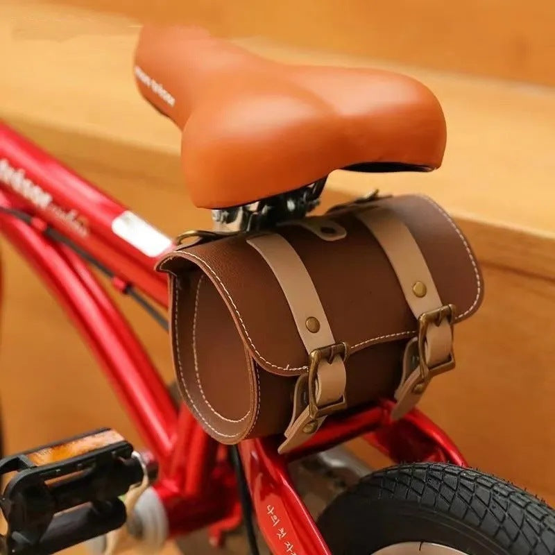 Brown Vintage Bicycle Handlebar Bag  Universal Front & Rear Bike Accessory for Commuting and Cycling