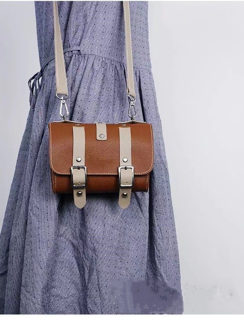 Brown Vintage Bicycle Handlebar Bag  Universal Front & Rear Bike Accessory for Commuting and Cycling