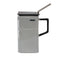 Grey Creative Retro Refrigerator Ceramic Mug with Lid and Straw - 550ml Coffee Cup - Unique Gift for Couples or Office Use