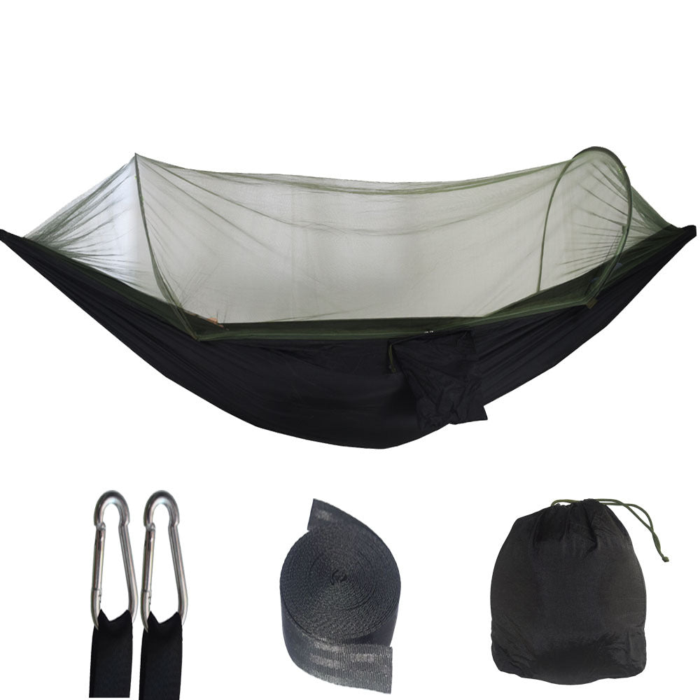 Black Automatic Pop-Up Mosquito Net Hammock - 200kg Load Capacity, Lightweight Outdoor Camping Gear with Quick Setup and Durable Design