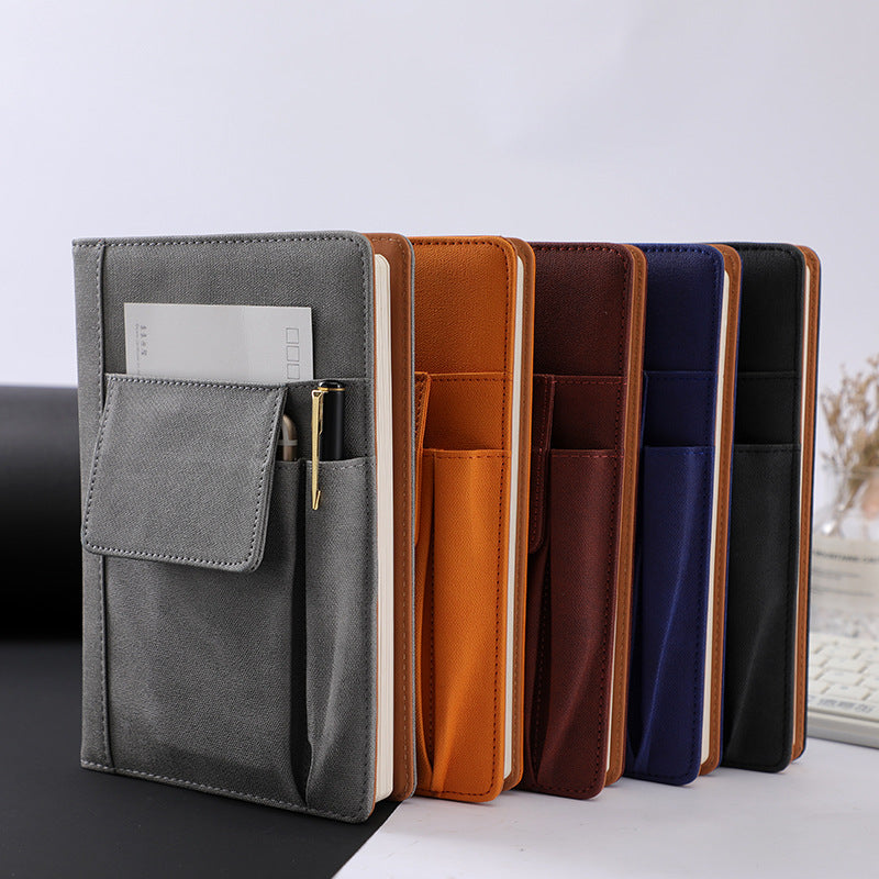 Orange A5 Multi-Functional PU Leather Notebook with Pockets - Office Planner and Journal