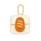 Bread Pattern White Cute Multifunctional Mini Leather Coin Purse with Keychain for Lipstick, Bluetooth Earbuds, and Small Essentials