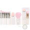 White 8-in-1 Retractable Mini Makeup Brush Set with Protective Cover  Compact Design for Travel and On-the-Go Touchups
