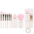 White 8-in-1 Retractable Mini Makeup Brush Set with Protective Cover  Compact Design for Travel and On-the-Go Touchups