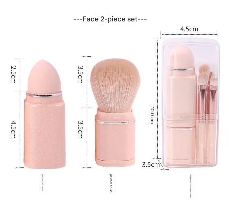 White 8-in-1 Retractable Mini Makeup Brush Set with Protective Cover  Compact Design for Travel and On-the-Go Touchups