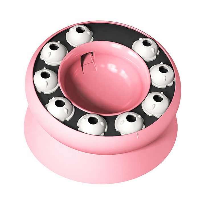Pink Interactive Slow Feeder Cat Bowl - 15Â° Tilt Design, Puzzle Feeder for Healthy Eating
