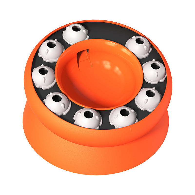Orange Interactive Slow Feeder Cat Bowl 15° Tilt Design, Puzzle Feeder for Healthy Eating