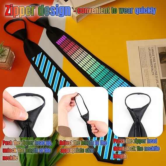 Style 02 LED Sound-Activated Glowing Tie - Party Performance Accessory with Adjustable Light Patterns(Batteries not included, self-provided)