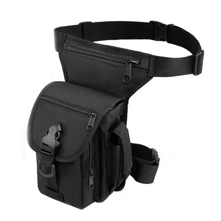 Black Tactical Outdoor Leg Bag  900D Durable Multi-Layer Waist Pack for Cycling, Fishing, and Security