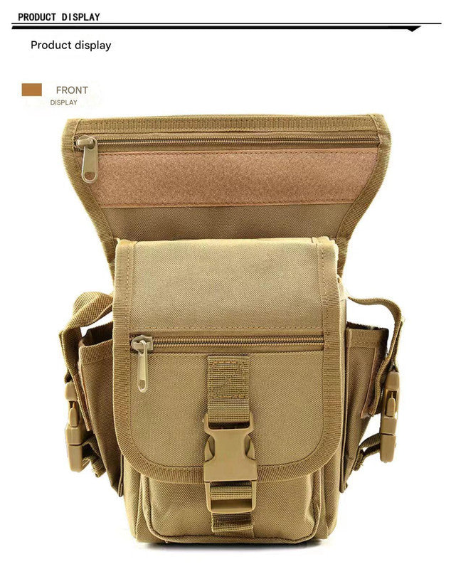 Black Tactical Outdoor Leg Bag  900D Durable Multi-Layer Waist Pack for Cycling, Fishing, and Security